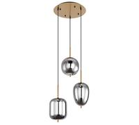 Lampe suspendue verre 3 flammes Abat-jour Lampe suspendue verre Salon laiton, 3 flammes métal verre couleur laiton, 3x E14 douilles, DxH 46x120 cm