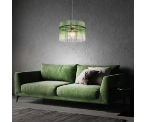 Lampe suspendue verre vert clair Lampe de table LED Lampe à suspendre de salon, métal noir, 1x 7W 1x 806lm blanc chaud, DxH 40x150 cm