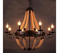 Lampe Suspendue Vintage Café Rétro Suspendu Suspension Luminaire Corde Lampe Industrielle Personnalité Barre De Fer Éclairage Loft Restaurant E14 Suspension Lampe Salon Balcon Allées Lustre,8 heads