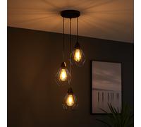 Plafonnier rétro filament noir salon salle à manger éclairage cage lampe suspendue dans un ensemble comprenant des ampoules LED