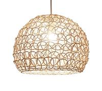 Lampe Suspendue Vintage en rotin tissé à la Main, Style Japonais, Style Industriel, en Forme de Panier métallique, luminaire en rotin Naturel pour Cuisine, îlot, Salle à Manger, Salon