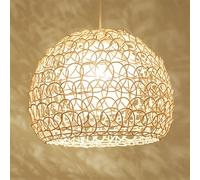 Lampe Suspendue Vintage en rotin tissé à la Main, Style Japonais, Style Industriel, en Forme de Panier métallique, luminaire en rotin Naturel pour Cuisine, îlot, Salle à Manger, Salon