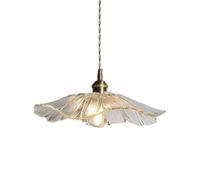Lampe Suspendue Vintage Laiton E27 En Verre Transparent Lampe Suspendue Irrégulière Lampe Suspendue Réglable Famille D'accueil Bar Allée Porche Restaurant Café Lampe Tête Unique Forme Feuille Lotus