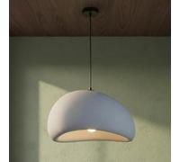 Lampe suspendue Wabi Sabi Gris. Finition texturée, douille E27, diamètre 50 cm. Style Japandi, minimalisme japonais naturel - Luminaires Wabi Sabi pour salon, de chambre ou de salle à manger