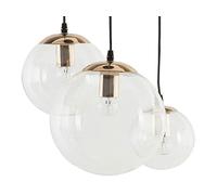 Lampe suspension 3 ampoules transparente / dorée LADON