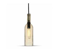 Lampe Suspension avec Porte-lampe E14 Forme Bouteille en Verre Ambre