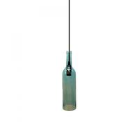 Lampe Suspension avec Porte-lampe E14 Forme Bouteille en Verre Bleu