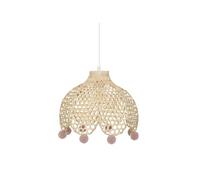 Atmosphera - Luminaire Suspension en Bambou avec Pompons D 28 cm pour chambre d'enfant Beige