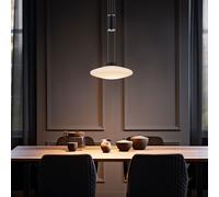 Suspension Suspension réglable en hauteur noire Lampe de table à manger Suspension à 1 flamme LED à intensité variable, métal verre, 1x LED 1x 9,5 watts blanc chaud, DxH 23x200 cm