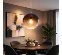 Lampe Suspension Bille Lumière pour Salle à Manger De Verre Couleurs Fumées LED