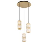 Lampe suspension cristal lampe suspendue 3 flammes LED doré antique clair salle à manger