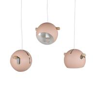 Lampe Suspension Design 3 Lampes "Tubbie" 73cm Rose Poudré