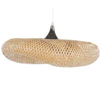Beliani Lampe Suspension Grande E27 Max 40W en Bambou etMétal Bois Clair Argenté