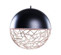 Lampe Suspension E27 Max 60W en Acier Noir Sphère Stylée Maillage Géométrique