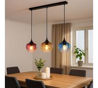 Lampe Suspension Éclairage/Lampe de Salon 3 à Flammes Verre Rétro Cuisine H 150