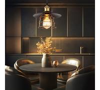 Lampe Suspension Éclairage/Lampe de Salon Rétro Lampe Noir Laiton