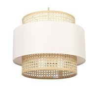 Beliani Lampe à Suspension Lumière Douce Abat-Jour en Coton Rotin Naturel et Beige Yumuri