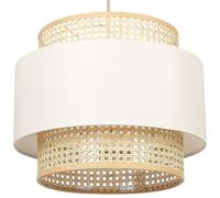 Lampe à Suspension Lumière Douce Abat-Jour en Coton Rotin Naturel et Beige Yumur