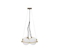 Lampe Suspension en Verre "Japan" 45cm Blanc & Or