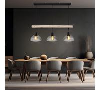 Lampe Suspension Holzleuchte Lampe de Salon Hauteur Réglable Verre Fumée