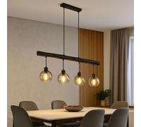 Lampe Suspension Holzleuchte Noir Table En Verre Fumée L 85 CM