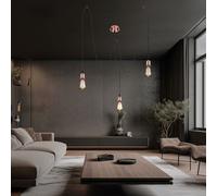 Suspension salle à manger lampe à câble textile noir éclairage cuivre