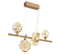 Lampe suspension lampe de table à manger cristaux de verre doré LED H 150 cm