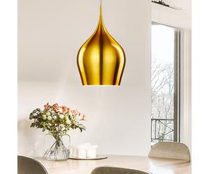Lampe suspension lampe de table à manger dorée salon suspension lampe aluminium, design cloche, 1x E27, DxH 24 x 160 cm
