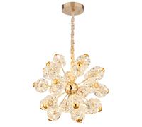Lampe suspension lampe suspendue plafonnier LED métal couleur or cristaux de verre 65 cm