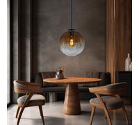 Lampe Suspension Lumière pour Salle à Manger Boule en Verre Ambre 1 Flammes H