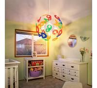 Lampe suspendue pour chambre d'enfant Lampe suspendue lettres Lampe pour enfants en forme de boule, plastique multicolore, douilles 4x E14, DxH 35x120 cm