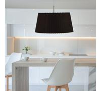 Lampe Suspension Luminaire de Salon E27 Tissu Plié Noir Aluminium Cuisine