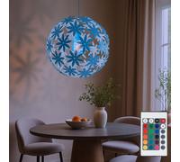 Suspension Motif Fleur Plafonnier suspendu blanc rond Plafonnier Fleur LED, télécommande RGB changement de couleur variable, 1x 4W 1x 470lm 3000K, 60 cm, chambre à coucher