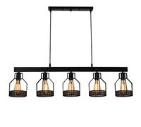Lampe Suspension Noire 5 Têtes Lights Métal Fer Cage Pendentif Lumières Vintage Loft Suspension Industrielle Éclairage E27 Salon Restaurant Droplights Chambre Salle D'exposition Lustre