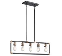 Lampe Suspension Plafonnier Acier Noir Laiton Lumière pour Salle à Manger