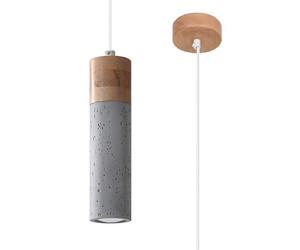 Lampe suspension plafonnier béton bois gris salle à manger lumière 1 ampoule