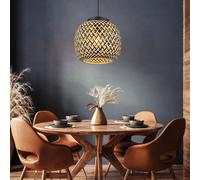 Lampe de salon Lampe à suspension style Boho Lampe à suspension en bambou Lampe de table à manger, tresse, 1x E27, DxH 30 x 120 cm