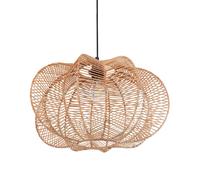 Lampe Suspension Style Boho Naturel Abat-jour en Rotin et Base en Métal Kibi