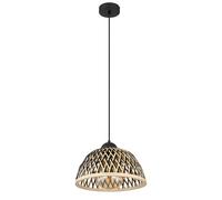 Lampe suspension suspension lampe suspension lampe suspension table à manger, bohème bambou métal noir naturel, 1x douille E27, DxH 30x120cm