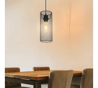 Lampe Suspension Table En Noir Cage 1 à Flammes E27 H 120 CM