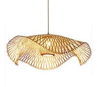 Lampe Suspension Vintage Lustre Tissé Pendentif Bambou Naturel Rotin Lampe À La Main Garden Applique Murale E27 Hauteur Réglable Lampe Suspendue Restaurant Salon Chambre Salon Café Plafonnier,100cm