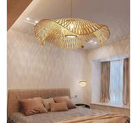 Lampe Suspension Vintage Lustre Tissé Pendentif Bambou Naturel Rotin Lampe À La Main Garden Applique Murale E27 Hauteur Réglable Lampe Suspendue Restaurant Salon Chambre Salon Café Plafonnier,85cm