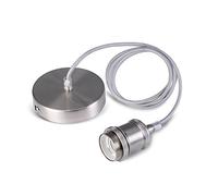 Lampe Suspension Vintage Retro, E27 Lustre Suspension Culot de Lampe Edison de Douille avec de 1.2m Câble Rond Tressé-Nickel Satiné