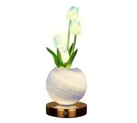 Lampe Table Fleur | Sans Fil, 3 Couleurs Dimmable, Rechargeable, Contrôle Tactile - Veilleuse LED Tulipes Lumineuses | pour Chambre Bureau Table de Chevet Coiffeuse Lecture Sommeil Enfant Maman Fille