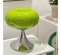 Lampe Table LED Retro Verte - Bureau avec Abat-Jour Verre, Champignon 3 Températures C, Nordique sur Câble Macaron - Veilleuse pour Nuit, Salons, Chambres