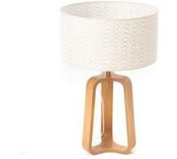 Lampe table Selva et abat jour rabane - E27_40W - Amadeus - Beige - Bois Beige G