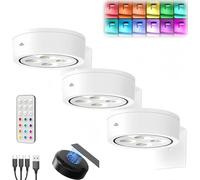 Lampe Tableau Sans Fil Rechargeable, Applique Murale Intérieure avec Telecommande Eclairage Tableau LED Batterie de Lumiere Vitrine USB Spot LED à Piles Adhesif pour Placard Bibliothèque Image