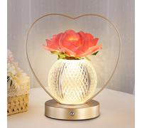 Lampe Tactile En Forme De Rose - Lampe De Table Rechargeable Sans Fil - 3 Couleurs - Petite Veilleuse - Cadeau Pour Maman Pour La Saint-Valentin, La Fête Des Mères, Noël