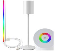 Lampe - TECTAKE - Lampe de table CORLY au style moderne LED avec 7 couleurs et écran tactile - Blanc