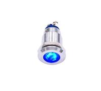 Lampe témoin LED en métal de 12mm, rouge vert bleu 12V 24V 220V, borne à vis chromée(Blue,12-24V)